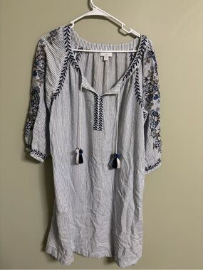 j jill embroidered denim dress J jill denim embroidered